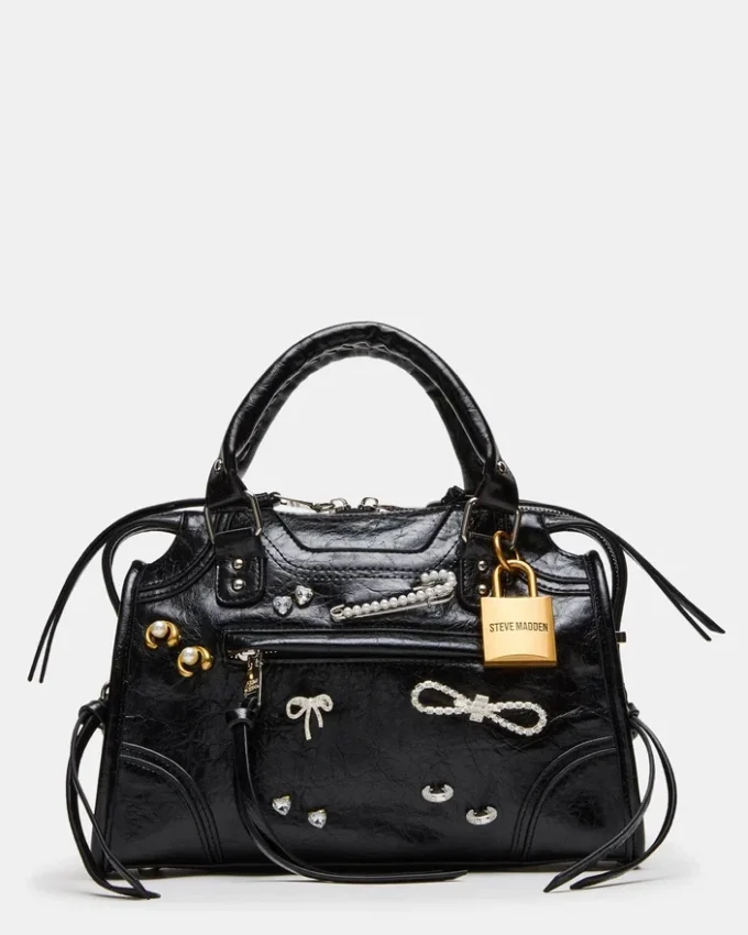 Riggs Bag Embellished Black Distressed