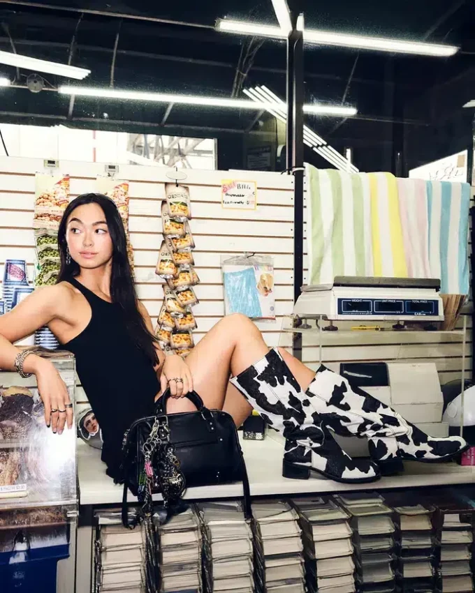 Riggs Black Cow Print