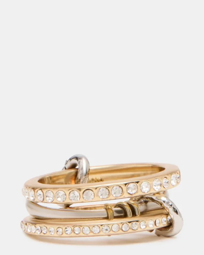 Stacked Rhinestone Ring Gold Multi