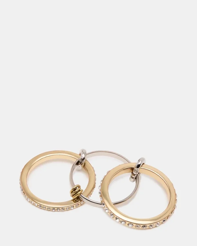 Stacked Rhinestone Ring Gold Multi