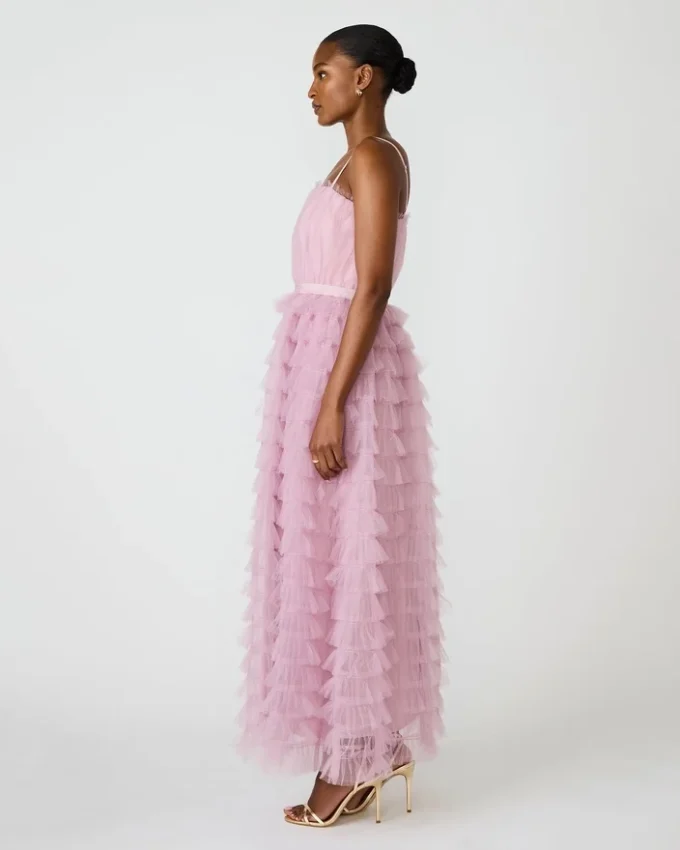 Tiered Tulle Gown Dawn Pink