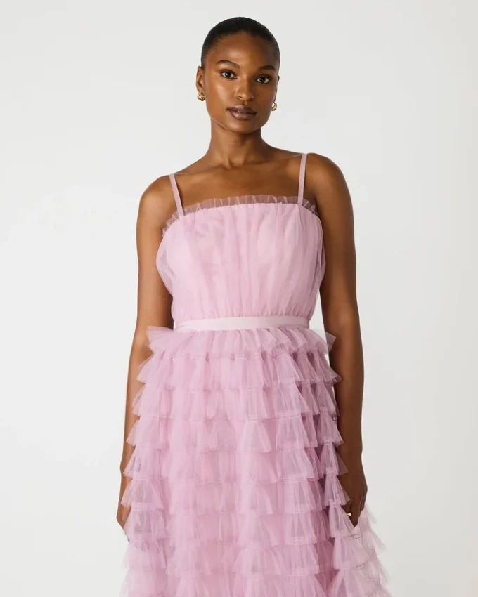 Tiered Tulle Gown Dawn Pink