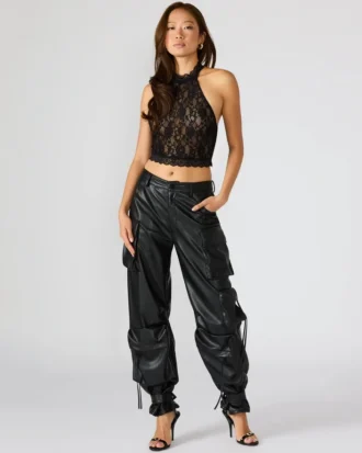 Vegan Leather Duo Pant Black