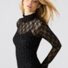 Vivienne Studded Lace Dress Black